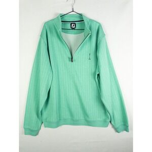 FootJoy Golf Pullover Mens XXL Mint Green 1/4 Zip Ribbed Knit Sweater Lined